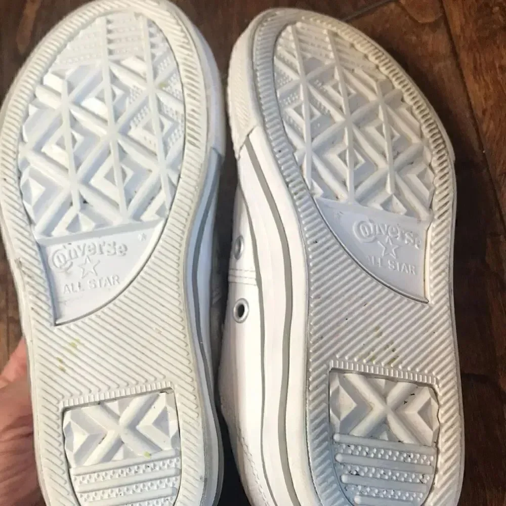 Converse All Star white leather lace-up sneakers, size 12